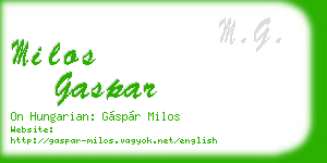 milos gaspar business card