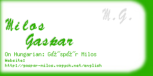 milos gaspar business card